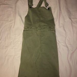 Olive Green Overall Dress